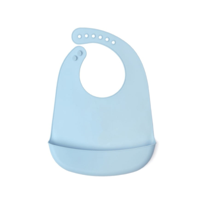 Babete de silicone azul claro com compartimento