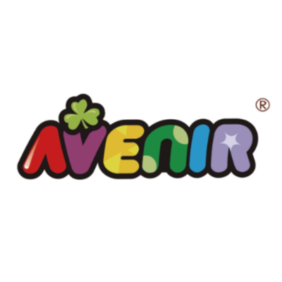 Logotipo colorido AVENIR com trevo e símbolo registado