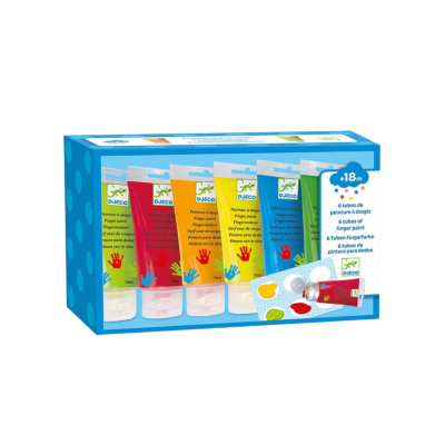 Conjunto de 6 tubos de tinta para pintura de dedos Djeco