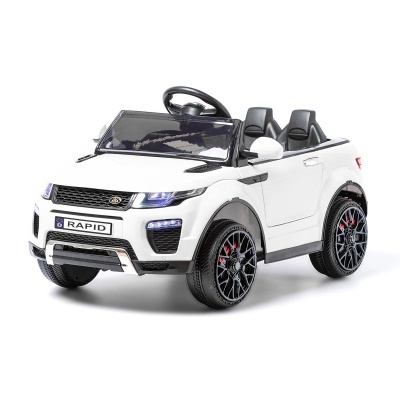 Carro elétrico infantil branco tipo SUV conversível com dois assentos