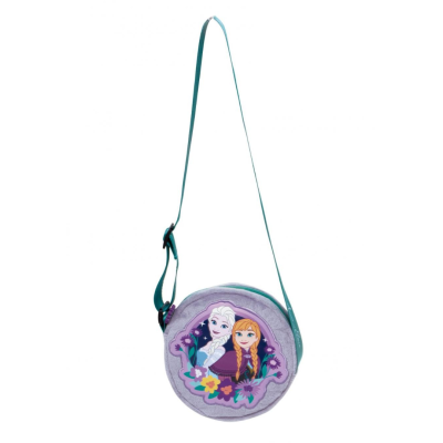 Bolsa redonda infantil azul turquesa com personagens do Frozen