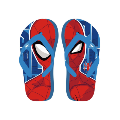 Chinelos de dedo azul e vermelho com estampa do Homem-Aranha