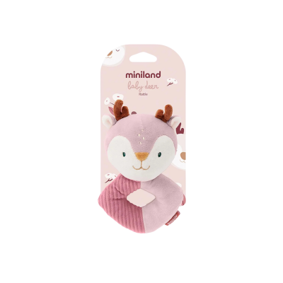 Chocalho de peluche Miniland cervo bebé rosa