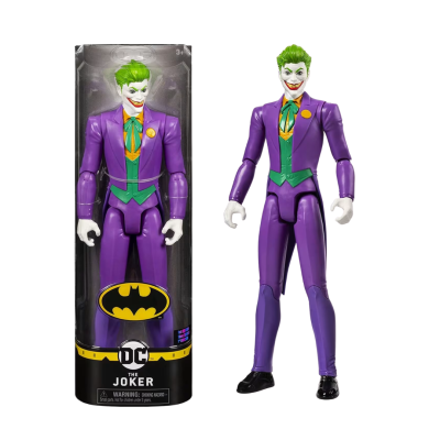 Boneco articulado do Joker da DC Comics com fato roxo e colete verde