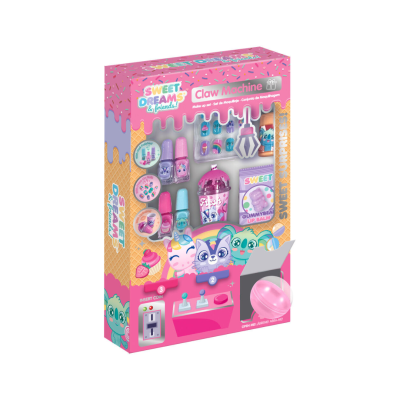 Conjunto de maquilhagem infantil Sweet Dreams & Friends Claw Machine com vernizes coloridos e acessórios.