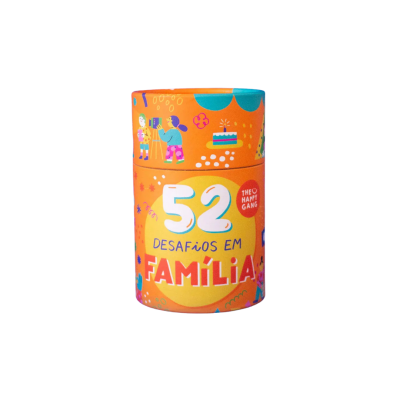 Caixa cilíndrica laranja 52 Desafios em Família