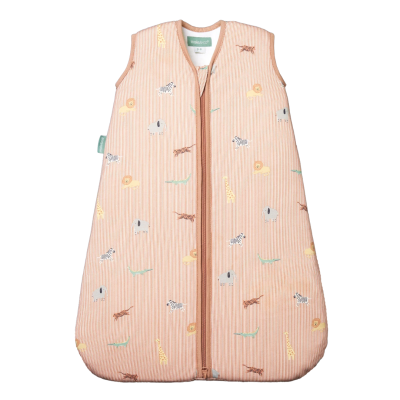 Saco de dormir para bebé rosa com estampa de animais selvagens
