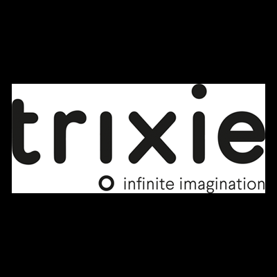 Logotipo preto da marca trixie com texto infinite imagination