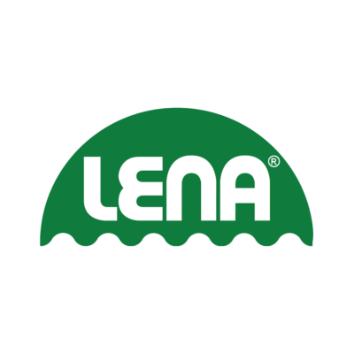 Logotipo verde com texto branco LENA e símbolo de marca registada.