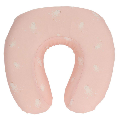 Almofada de pescoço rosa claro com padrão de polvos