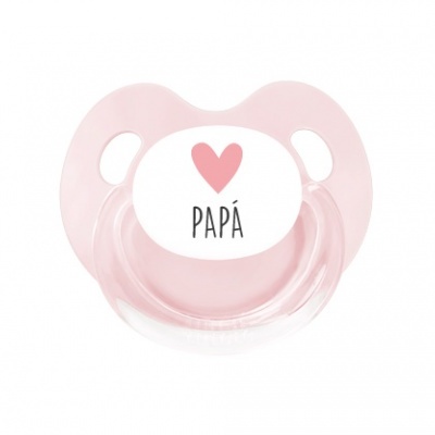 Chupeta rosa claro com coração e texto PAPÁ