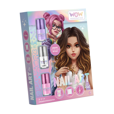 Conjunto de Nail Art WOW Generation com três vernizes em caixa colorida
