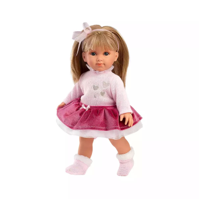 Boneca com roupas rosa e cabelo loiro