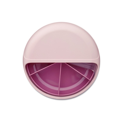 Tabuleiro redondo rosa com quatro divisórias interiores