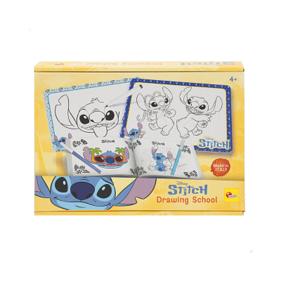 Conjunto de desenho Disney Stitch com pranchetas e livros em caixa amarela