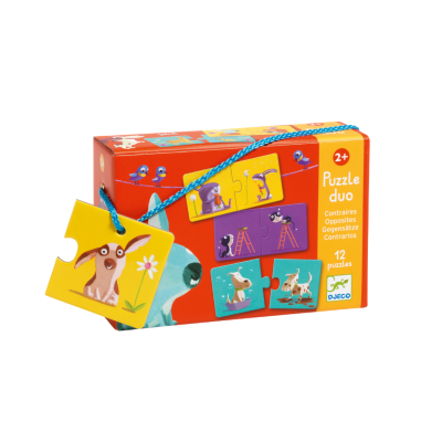 Caixa de puzzle duo colorida para crianças com ilustrações de animais