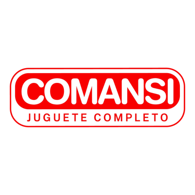 Logotipo COMANSI JUGUETE COMPLETO em vermelho e branco