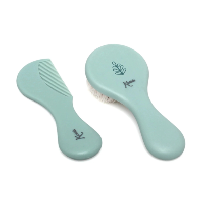 Conjunto de pincel e pente verde-água para bebé