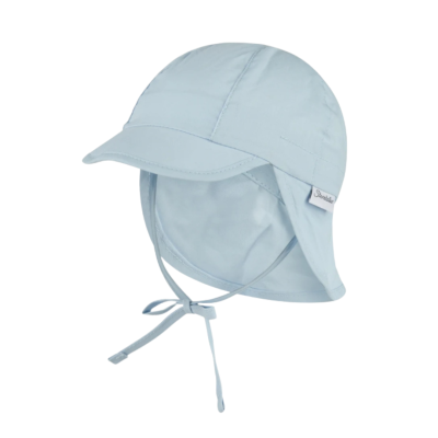 Chapéu azul claro para criança com pala e tiras para atar