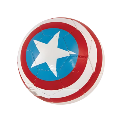 Bola de futebol com padrão do escudo do Capitão América