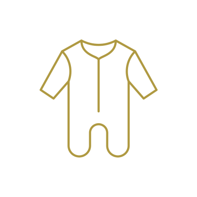 Ícone dourado de fato de bebé com fecho