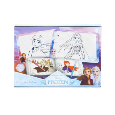 Caixa de conjunto de desenho Disney Frozen com personagens e canetas coloridas