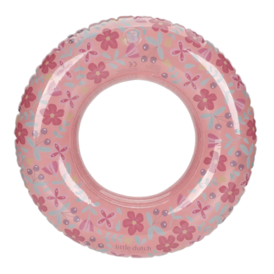 Bóia de piscina inflável rosa com padrão floral
