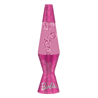 Batom líquido rosa com brilho e embalagem rosa com texto Barbie