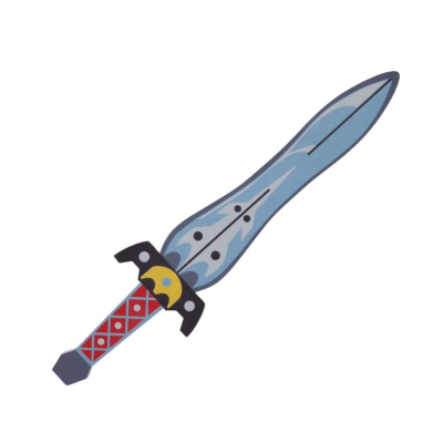 Espada de brinquedo azul com empunhadura vermelha em fundo branco