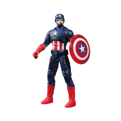 Figura de ação do Capitão América com escudo vermelho e branco