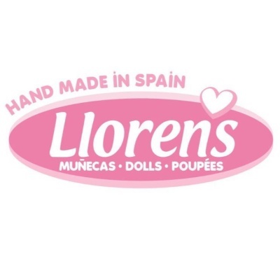 Logótipo rosa da marca Llorens com texto em branco e coração