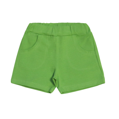 Calções verdes com cintura elástica e bolsos frontais