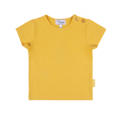 T-shirt infantil amarela com botões na gola