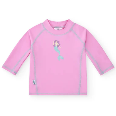 Camisola de criança rosa com desenho de sereia