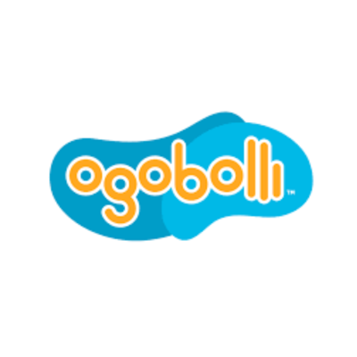 Logótipo da marca ogobolli em azul e laranja