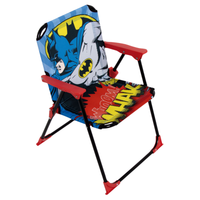 Cadeira infantil dobrável estampada com Batman e texto KROOM
