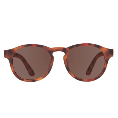 Óculos de sol com armação arredondada castanha padrão tartaruga e lentes castanhas