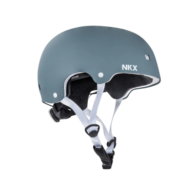 Capacete azul escuro NKX com presilhas brancas e pretas