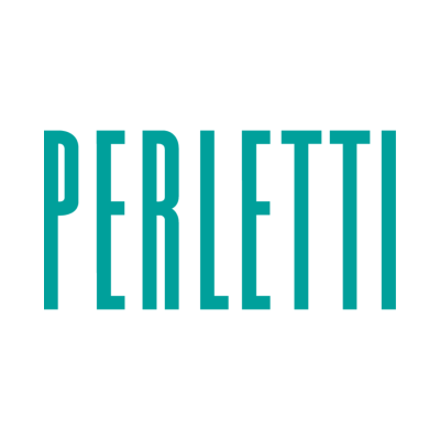 Logotipo da marca PERLETTI em letras verdes sobre fundo branco.
