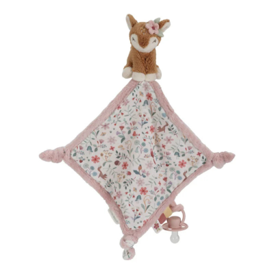 Naninha para bebé com veado e padrão floral rosa