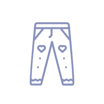 Ilustração de calças azuis com corações e pontos