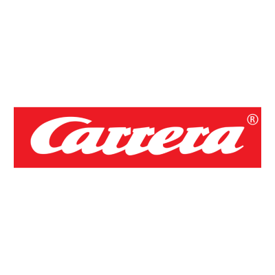 Logótipo branco Carrera em fundo vermelho