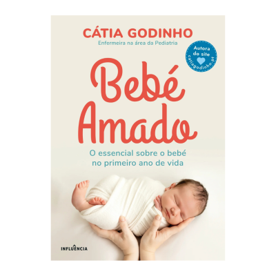 Capa do livro Bebé Amado com bebé adormecido e texto em vermelho e azul