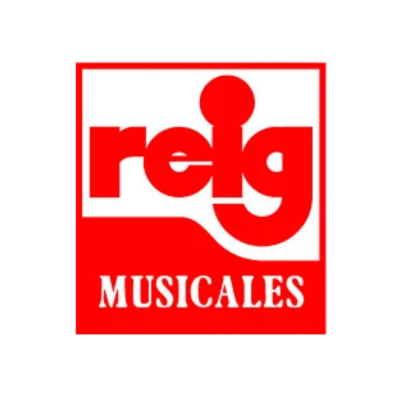Logótipo Reig Musicales em cores vermelho e branco