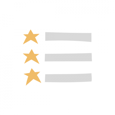 Três estrelas douradas com barras cinzentas ao lado