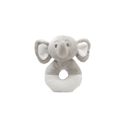 Brinquedo de peluche em forma de elefante cinzento claro com orelhas grandes