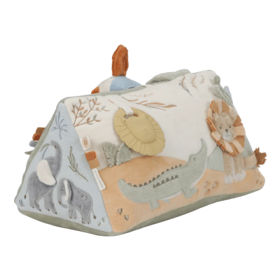 Brinquedo de peluche triangular com design de animais selvagens em cores suaves