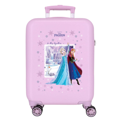 Mala de viagem cor-de-rosa com personagens Frozen e flocos de neve