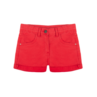 Calções vermelhos com bolsos e botão