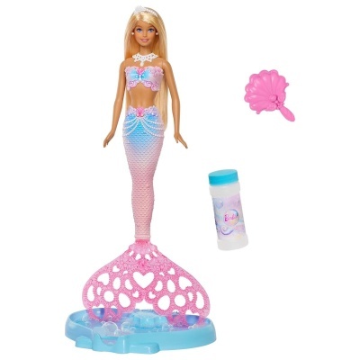 Boneca sereia Barbie com acessório de bolso de bolhas